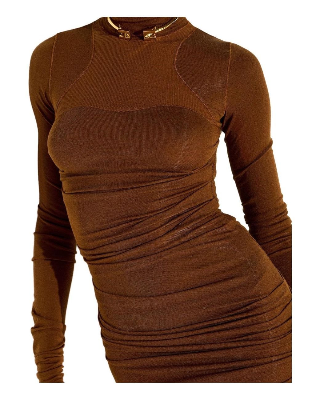 Elisabetta Franchi Brown Midi Dress