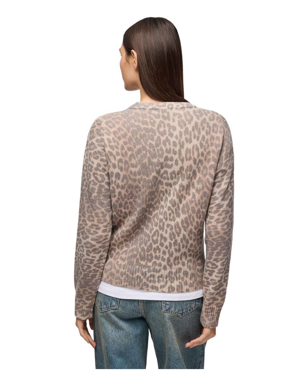 Ganni Gray Animalier Crew Neck Sweater