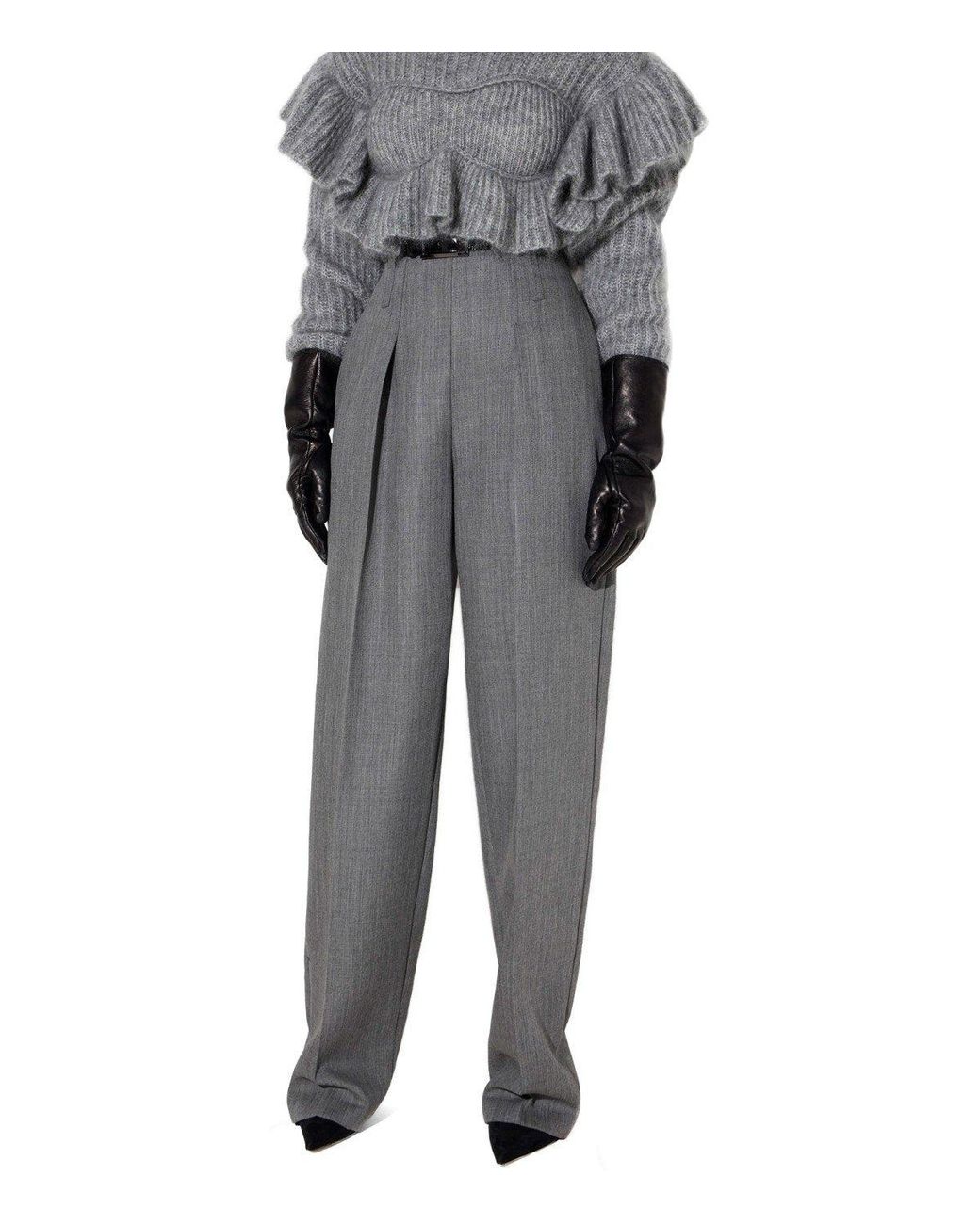 Elisabetta Franchi Gray Belted Trousers Melange