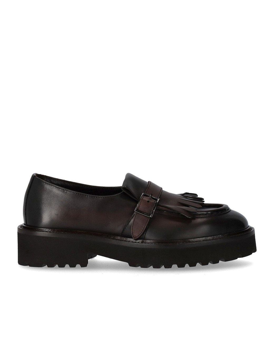 Doucal's Black Deco' Dark Loafer With Fringe