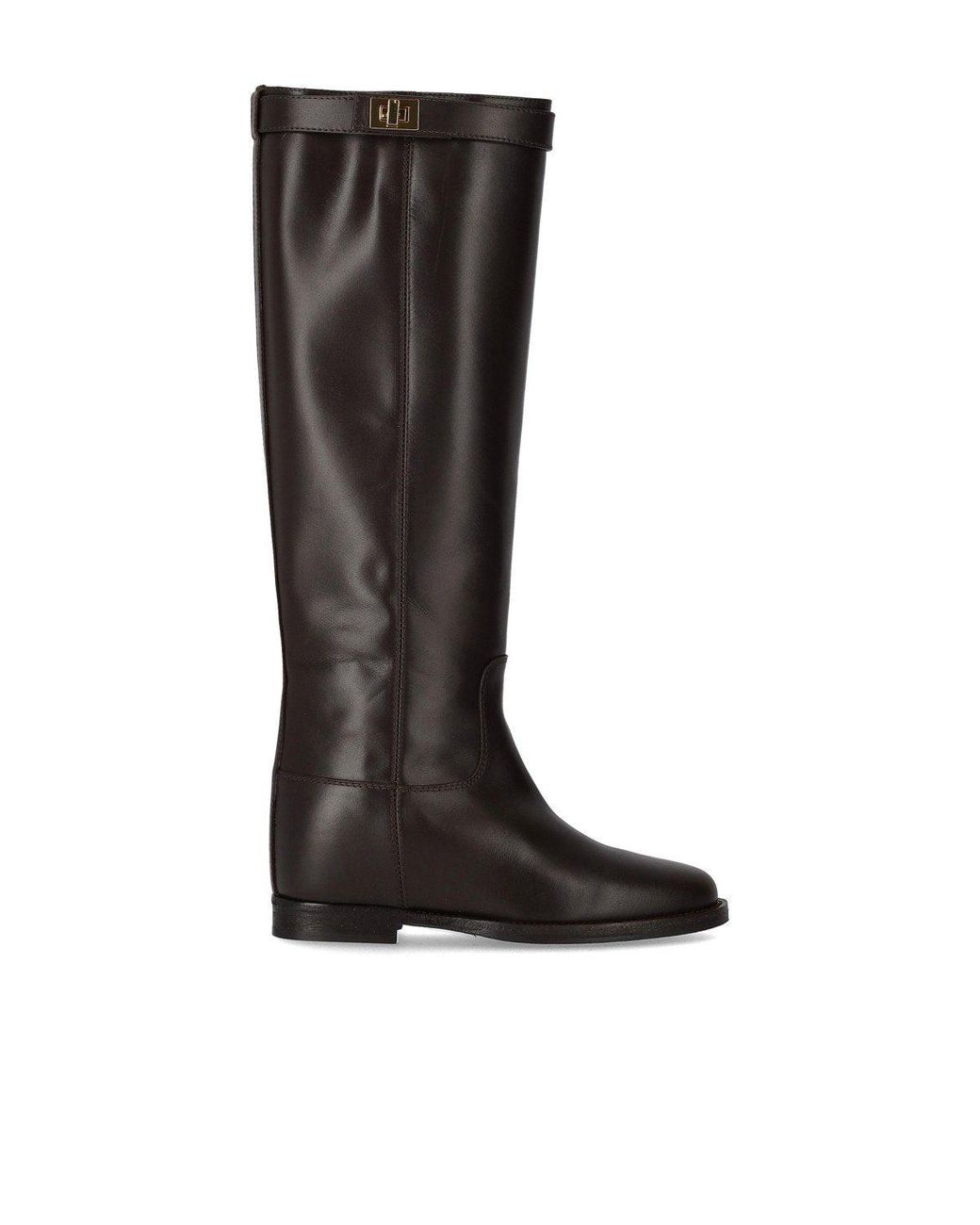 Via Roma 15 Black Santa Monica Dark High Boot With Padlock