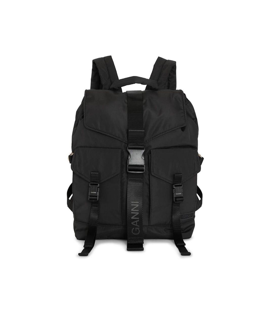 Ganni Tech Backpack in Black Lyst