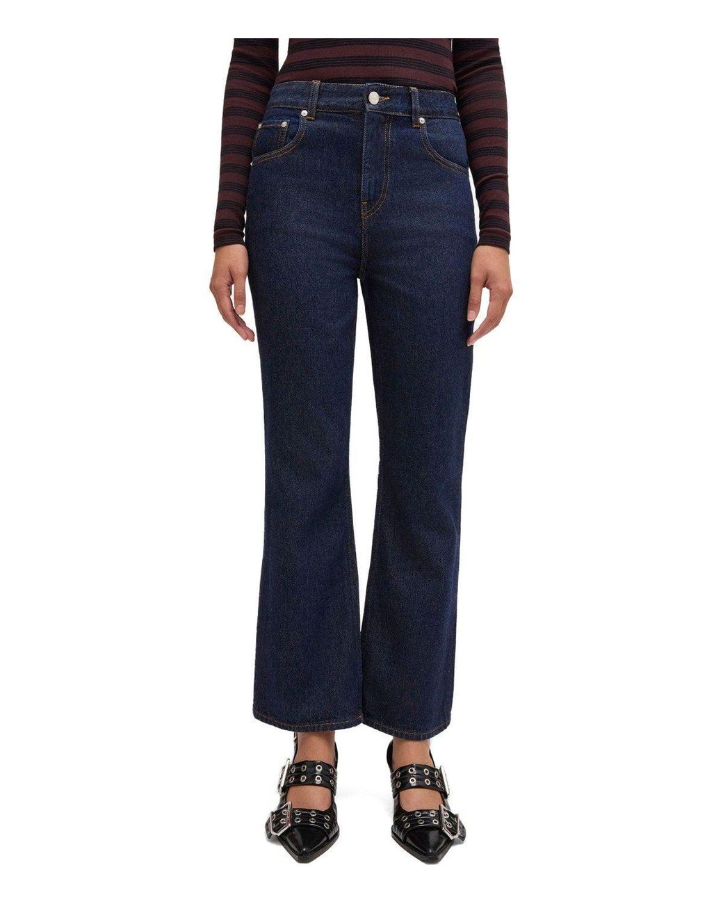 Ganni Blue Betzy Dark Cropped Bootcut Jeans