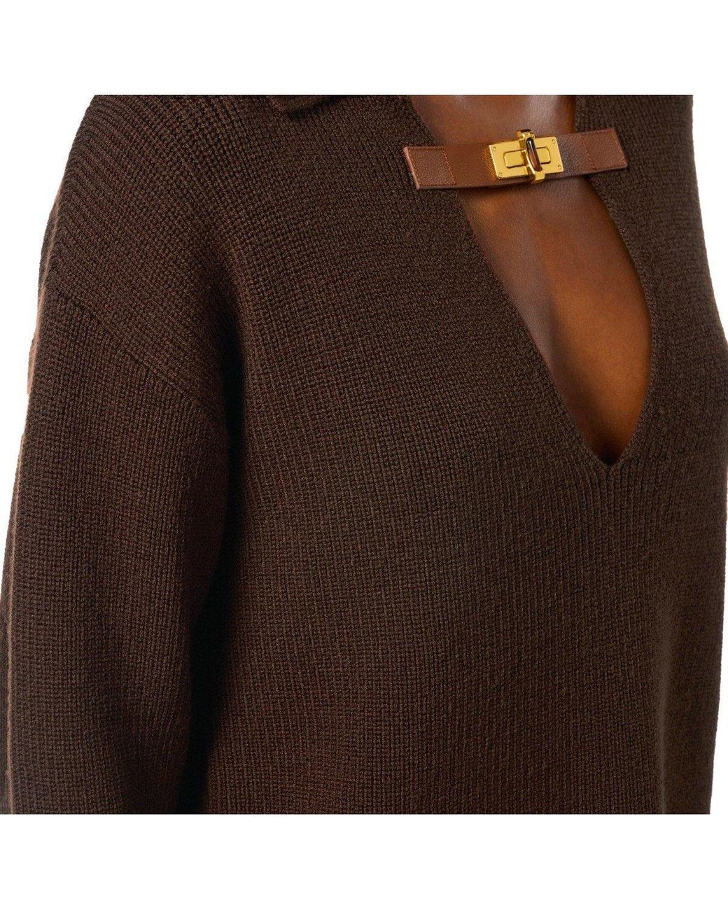 Elisabetta Franchi Brown Coffee Polo Sweater