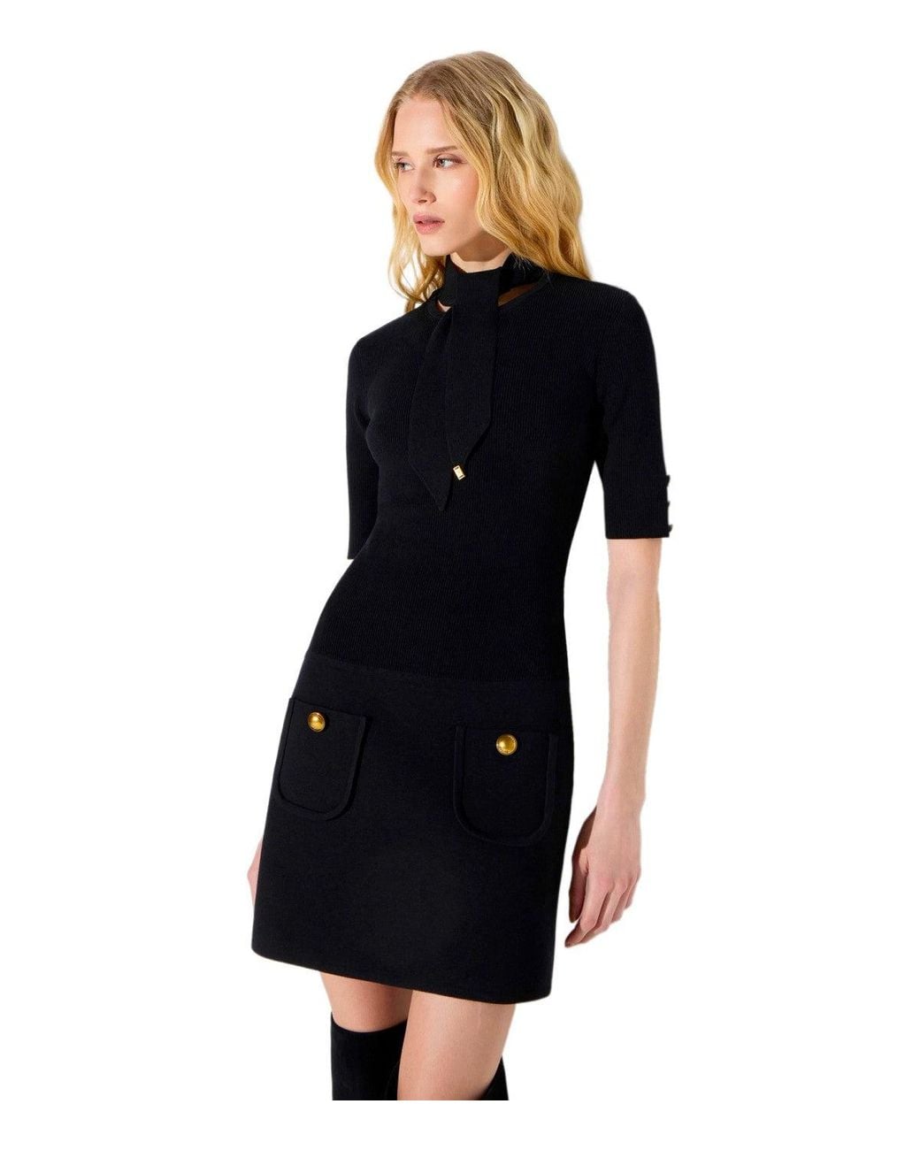 Elisabetta Franchi Black Knit Mini Dress