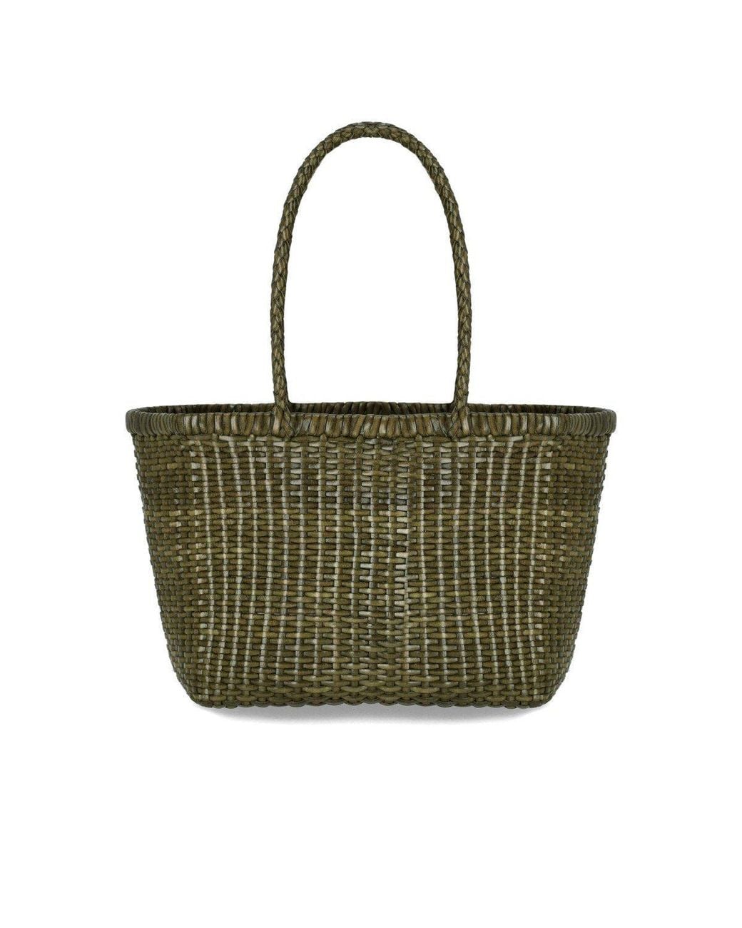 Borsa Shopping Weave Small Kaki di Dragon Diffusion in Green