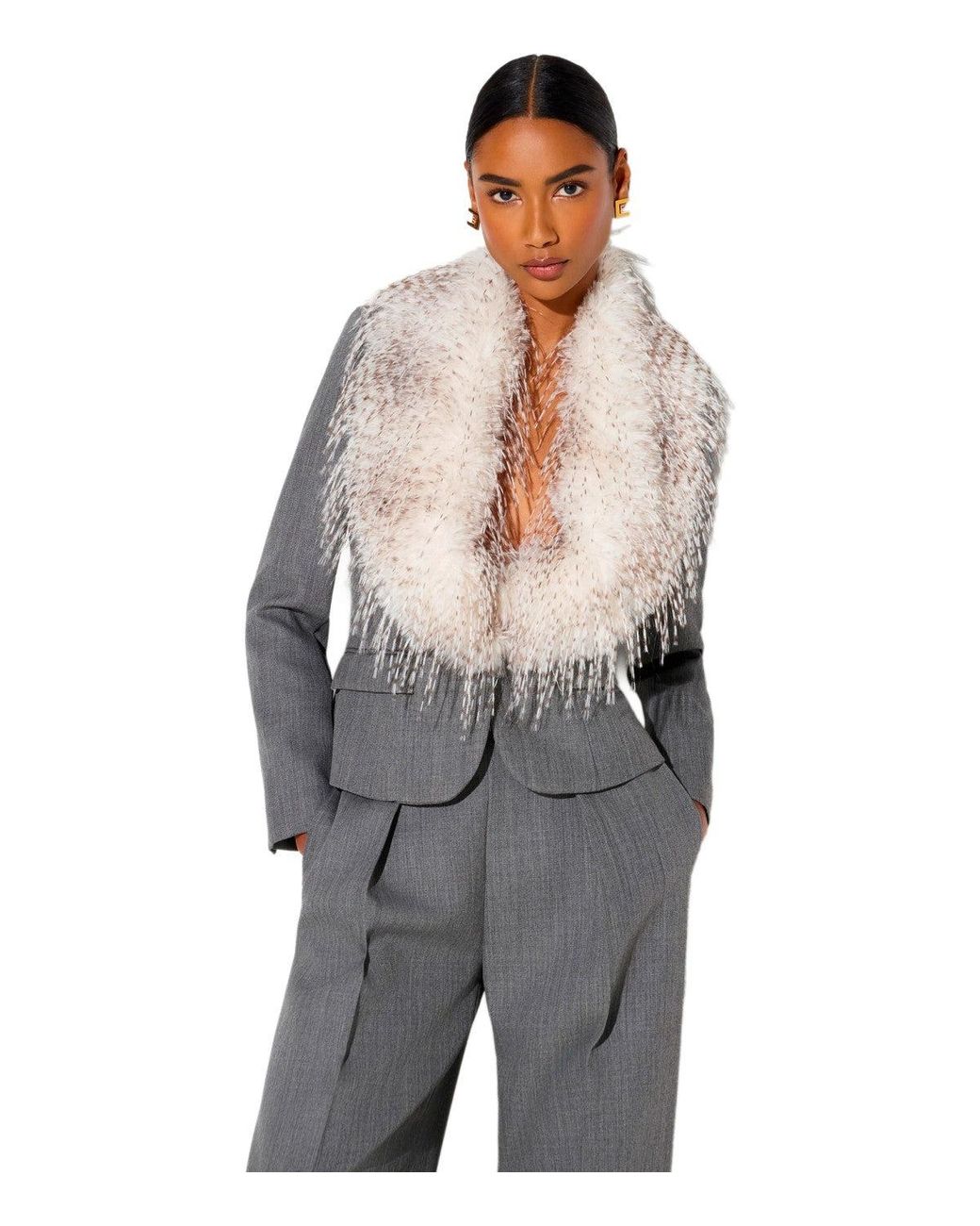 Elisabetta Franchi Gray Wool Blazer