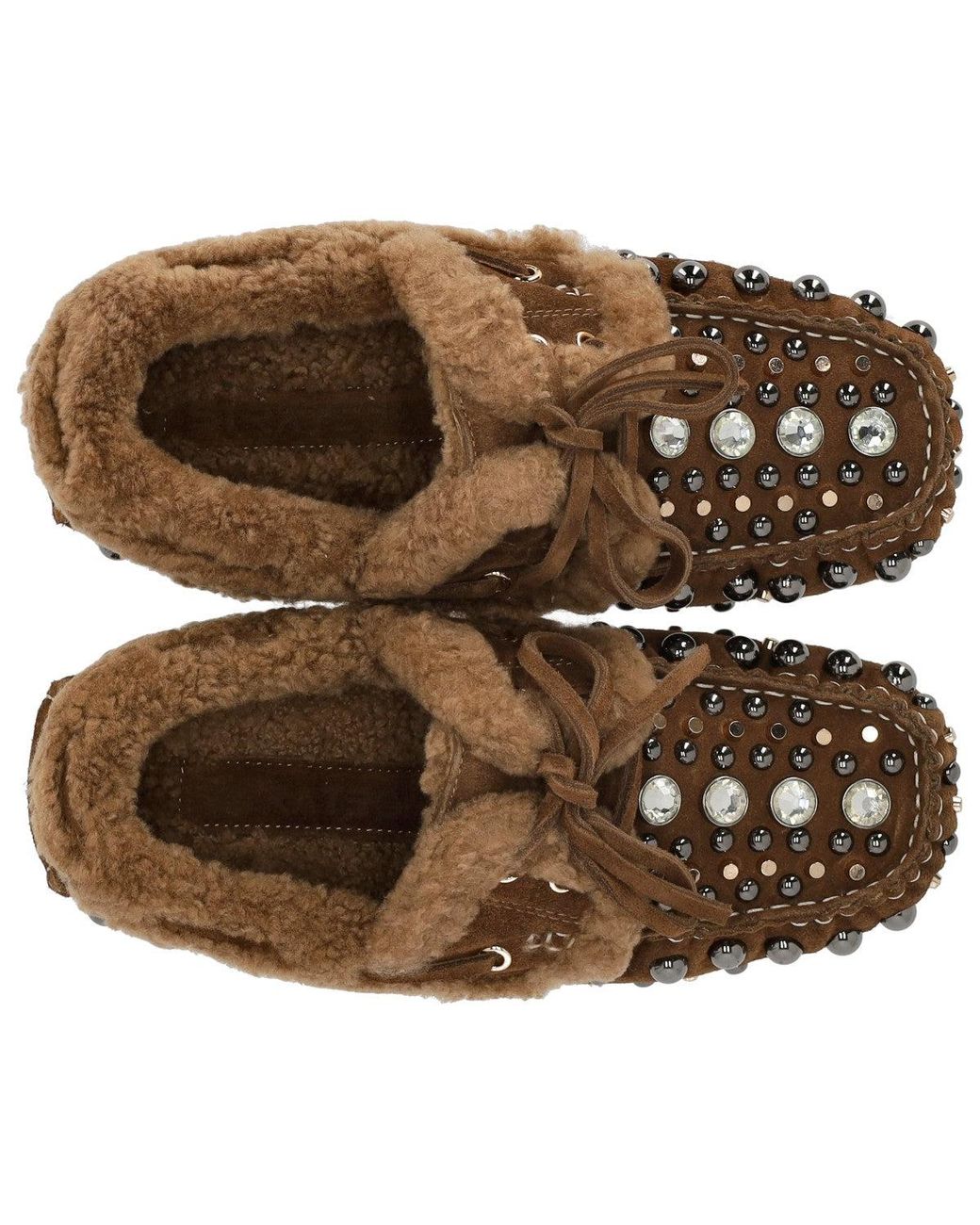 Strategia Brown Velour Loafer With Studs Camel