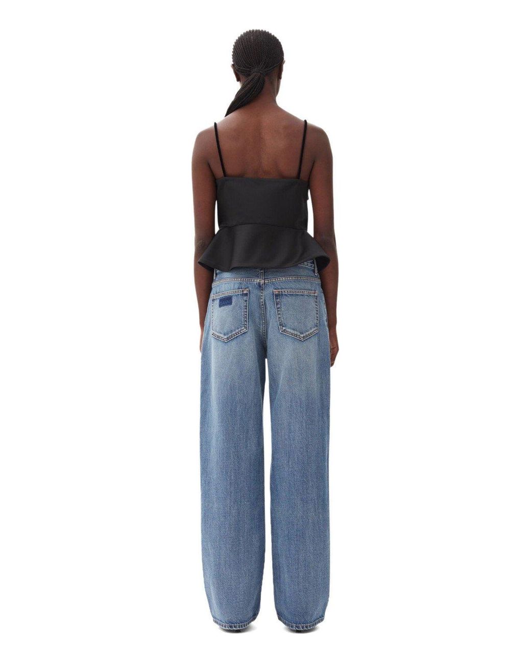 Ganni Black Duchesse Satin Top