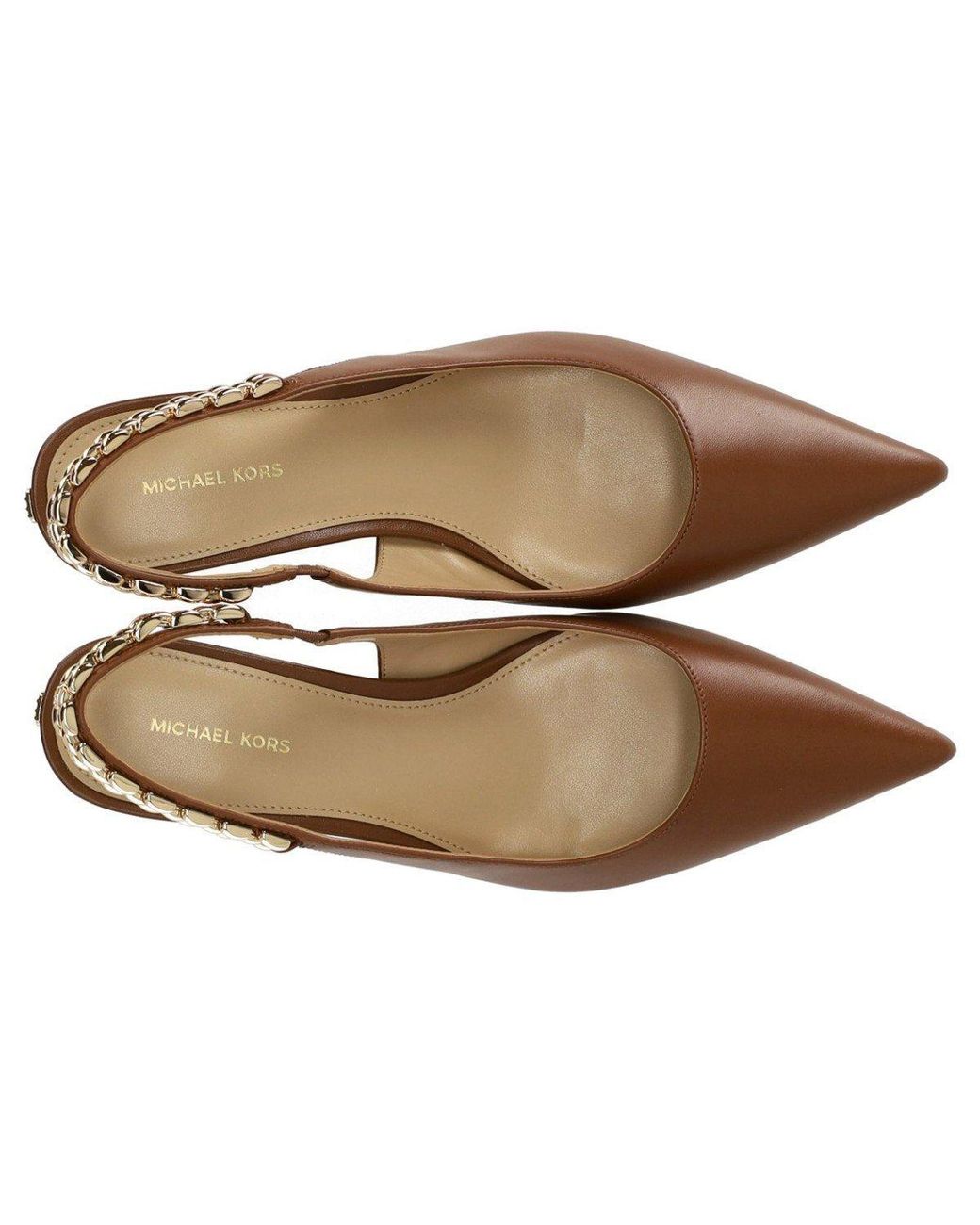 Michael Kors Brown Marcia Slingback Luggage Kitten Pump