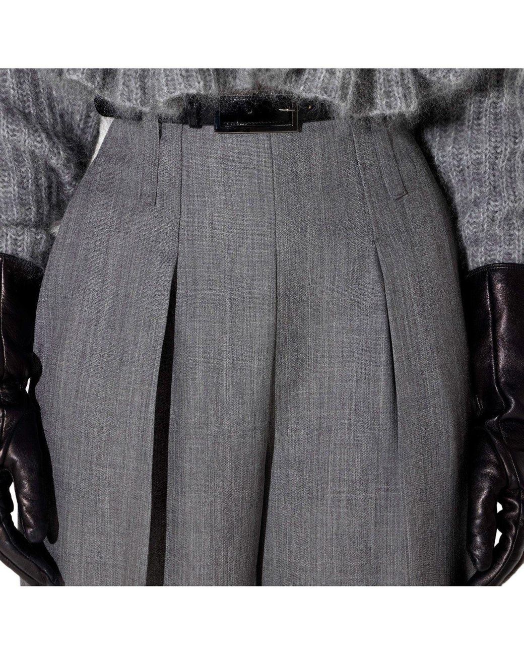 Elisabetta Franchi Gray Belted Trousers Melange