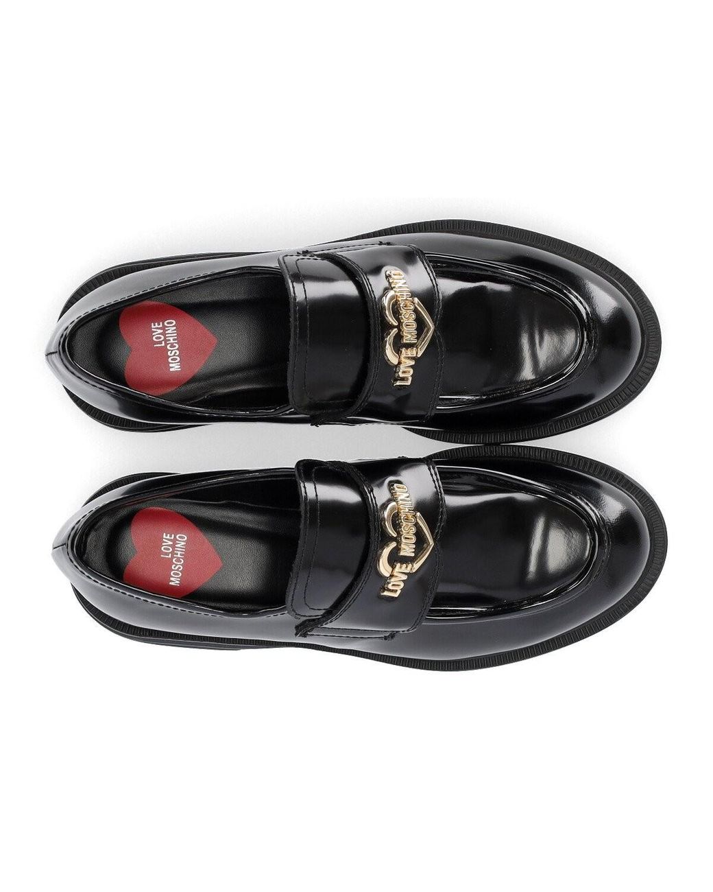 sandalias y chanclas de Mocasines Mocasines Love Moschino de Cuero de color Negro Mujer Zapatos de Zapatos planos 