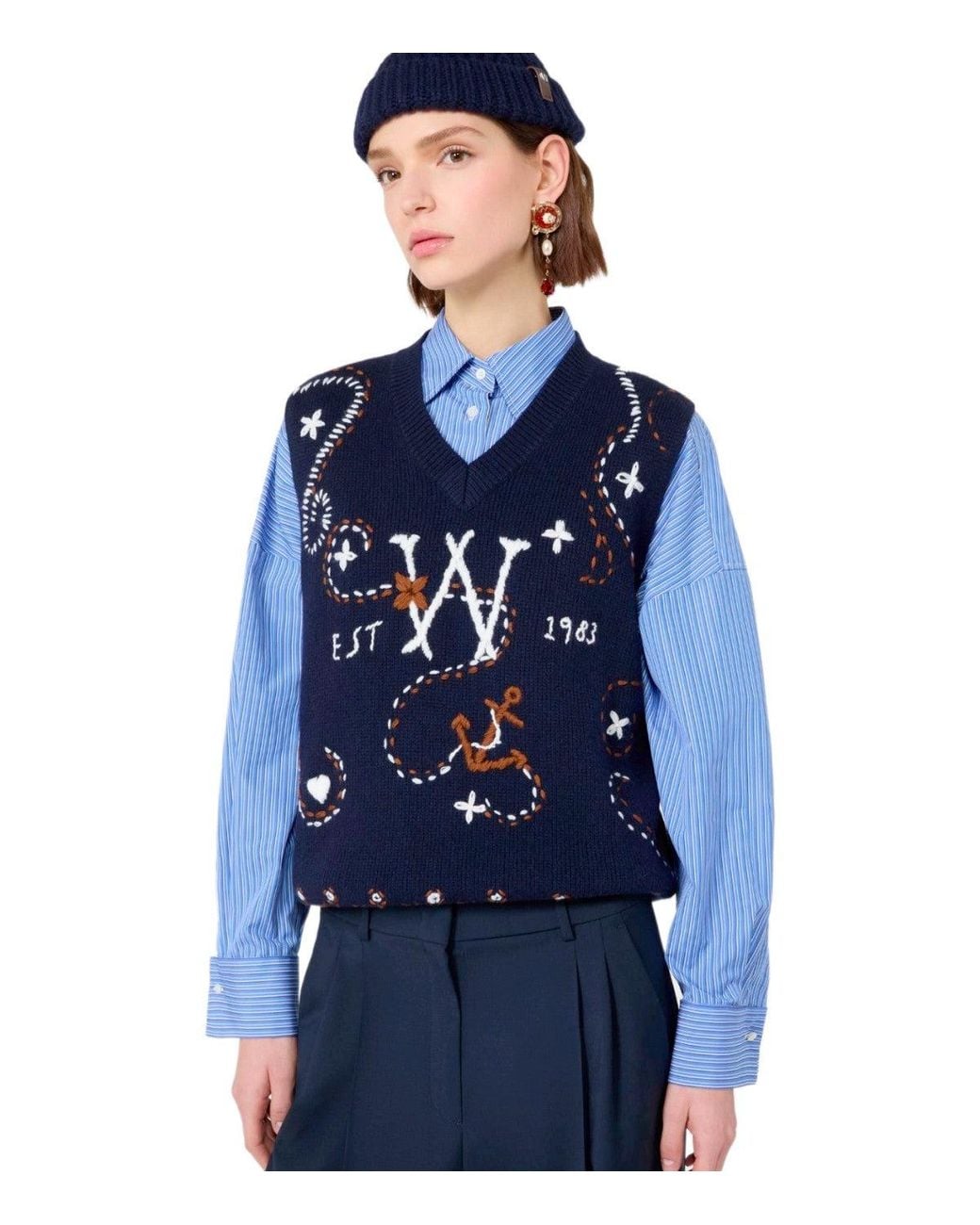 Weekend by Maxmara Blue Waistcoat Cacao