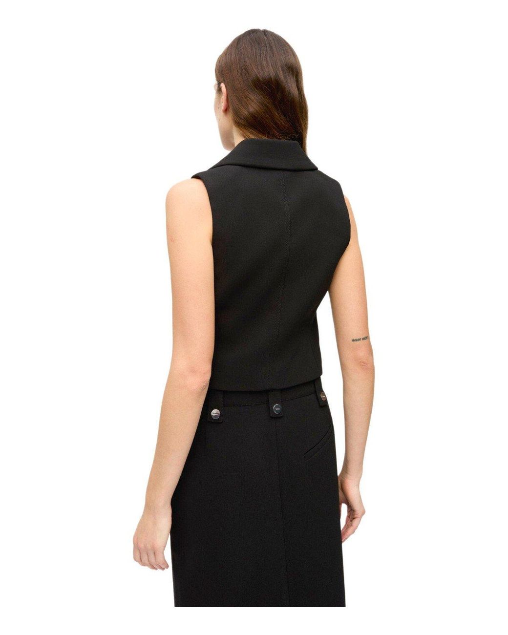 Ganni Black Crepe Vest