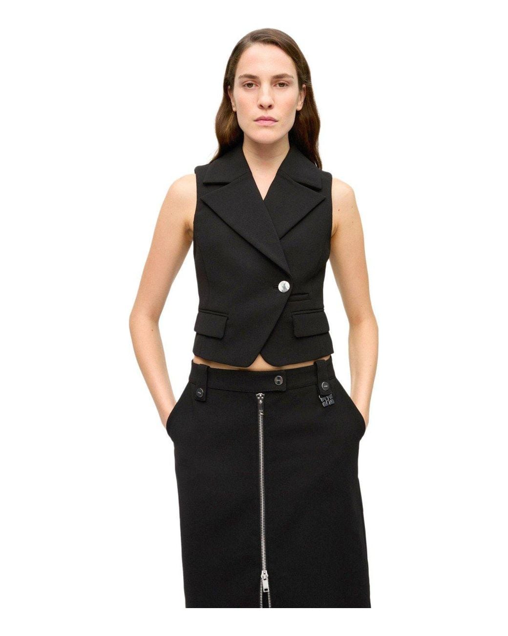Ganni Black Crepe Vest