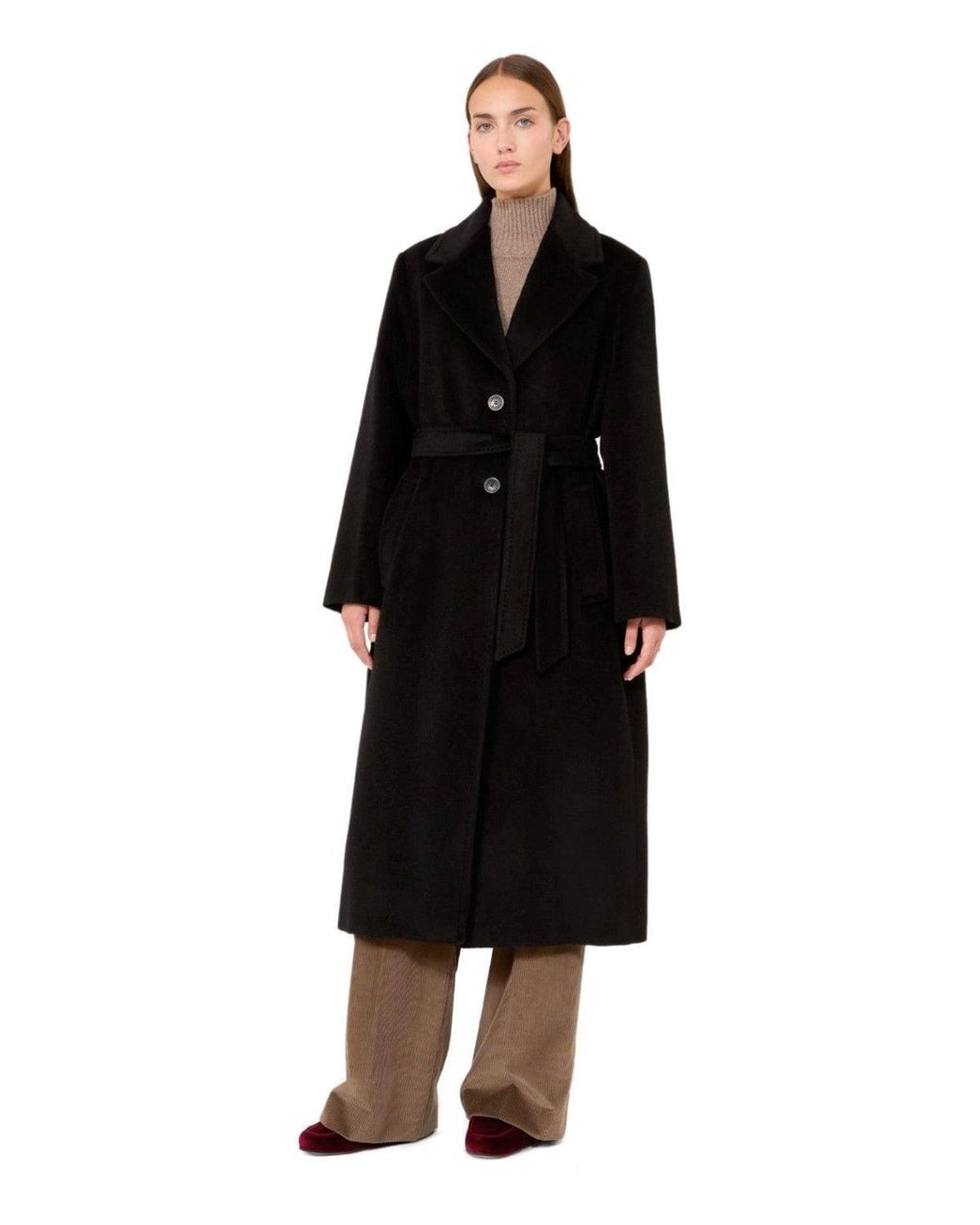 Weekend by Maxmara Black Belted Coat Bronte