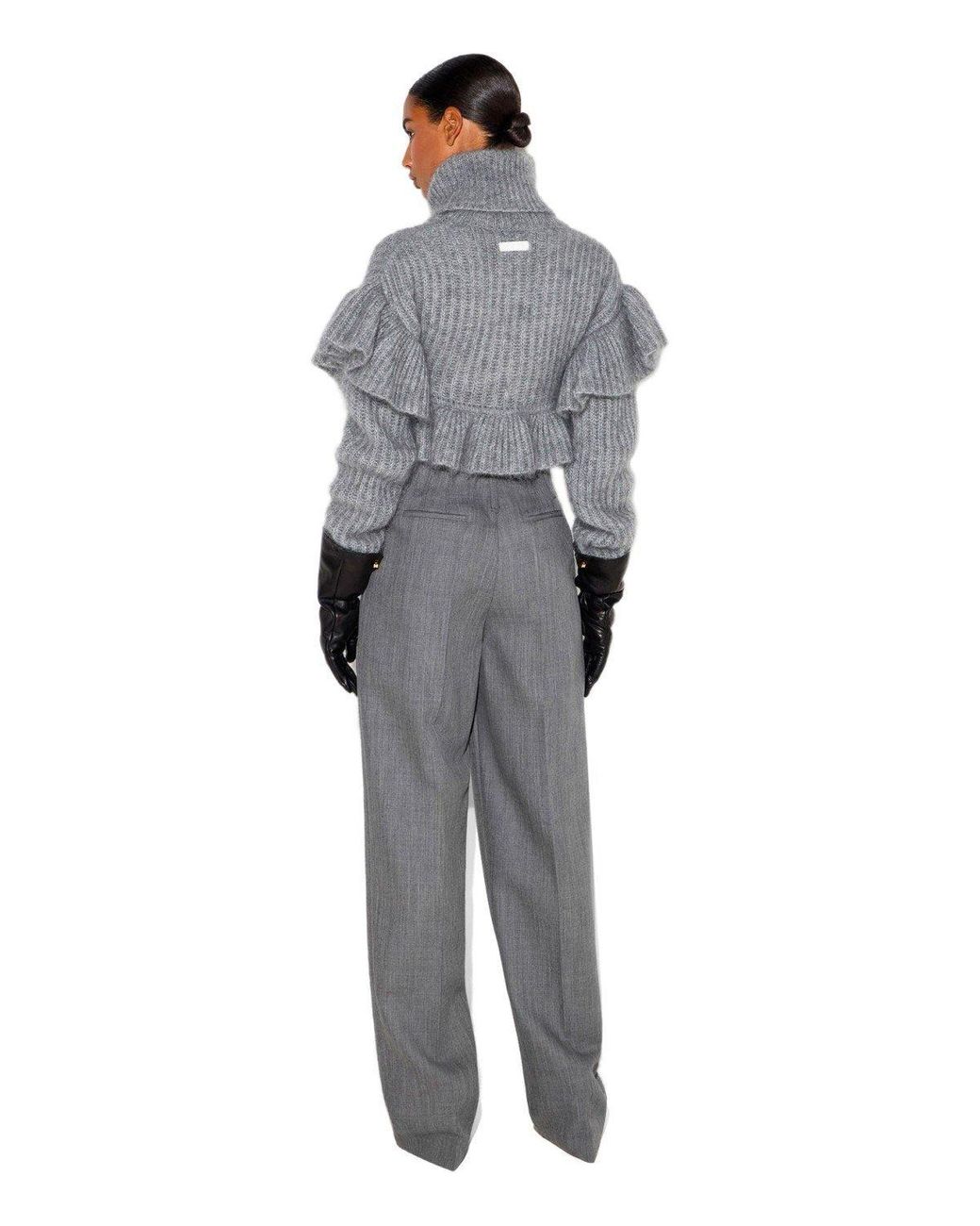 Elisabetta Franchi Gray Belted Trousers Melange