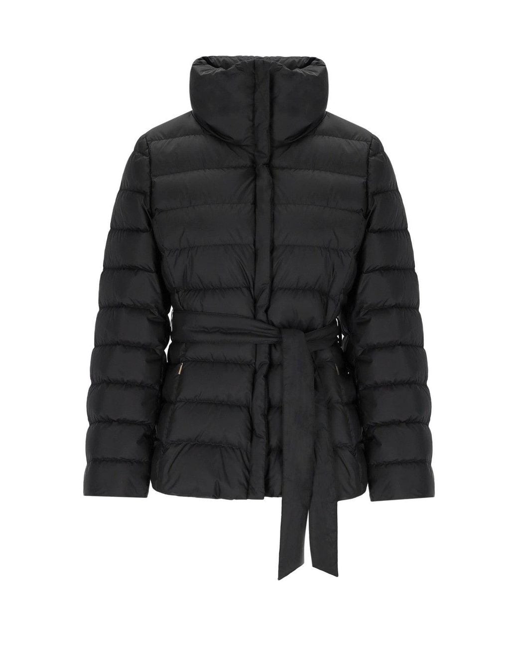 Weekend by Maxmara Black Puffer Jacket Corte Cintura Nero