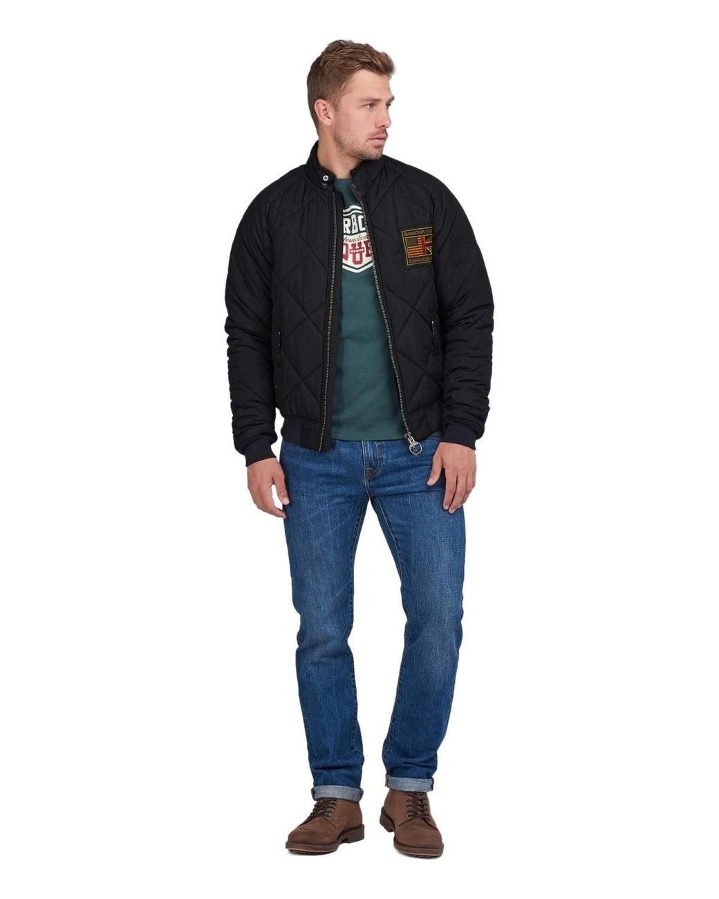Barbour International Quilted Merchant Steve Mcqueen Black Bomber Jacket for Men Lyst UK