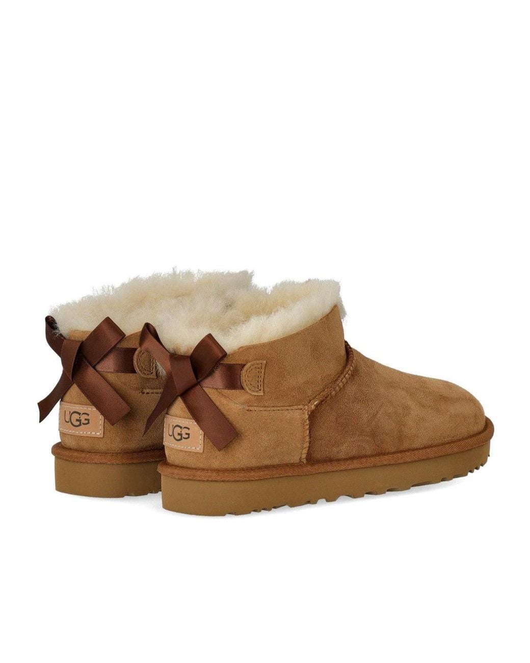Ugg Brown Ankle Boot Ultra Mini Bailey Bow Chestnut