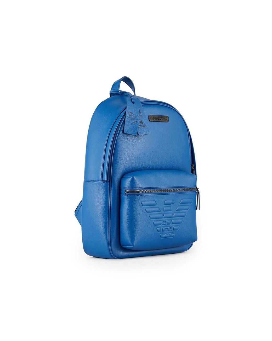 Emporio Armani Electric Blue Leather Backpack for Men | Lyst