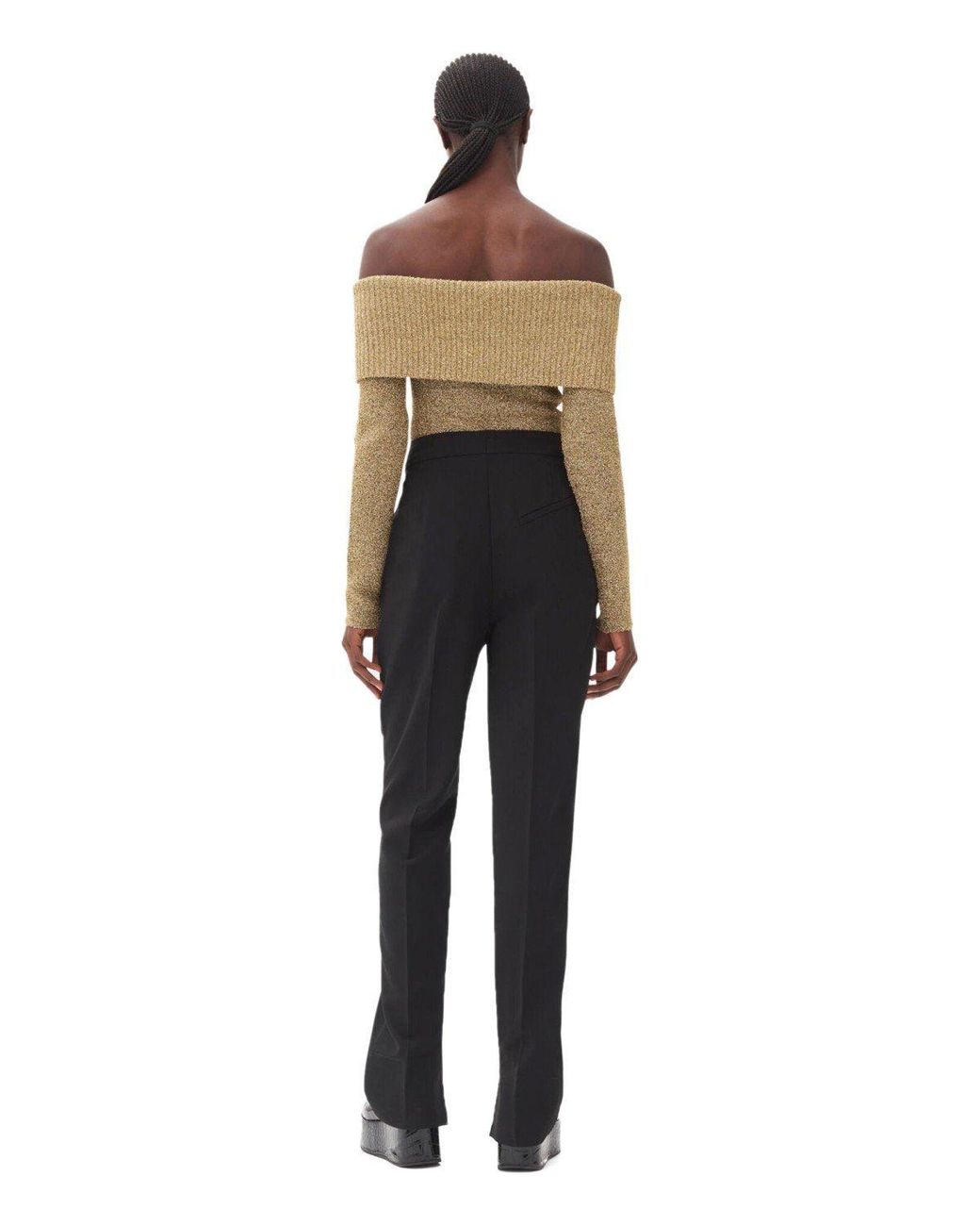 Ganni Black Twill Pants With Pockets