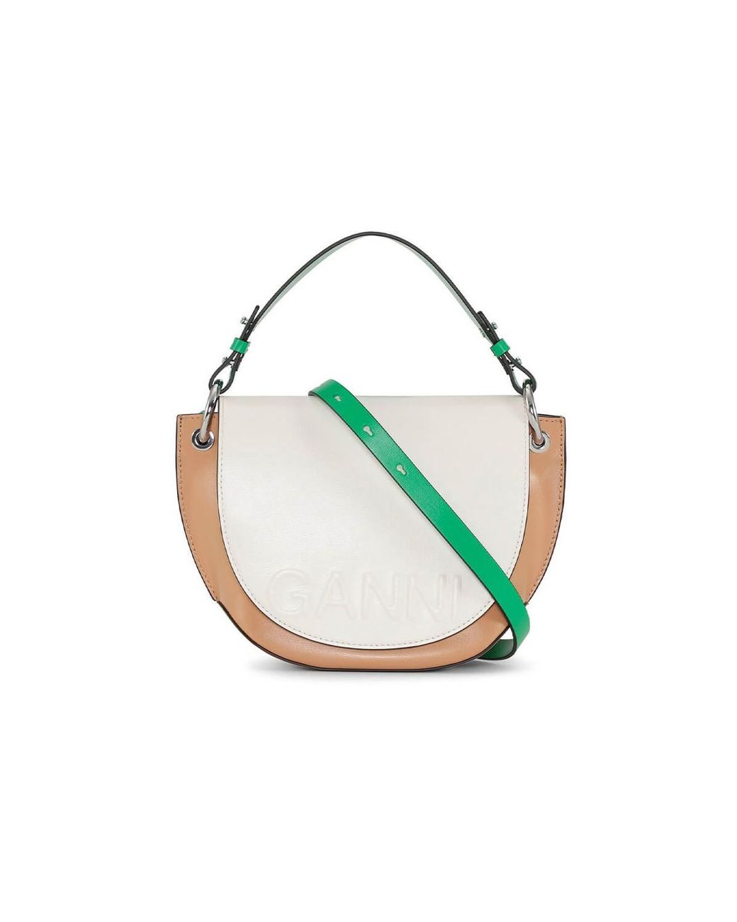 Ganni Colorblock Banner Saddle Crossbody Bag in Green Lyst