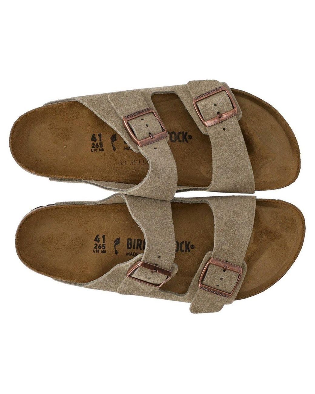 Birkenstock Brown Taupe Suede Arizona Slide for men