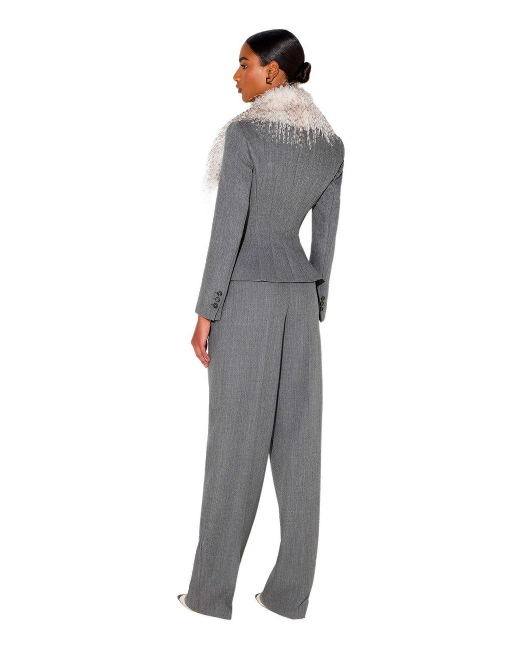 Elisabetta Franchi Gray Wool Blazer