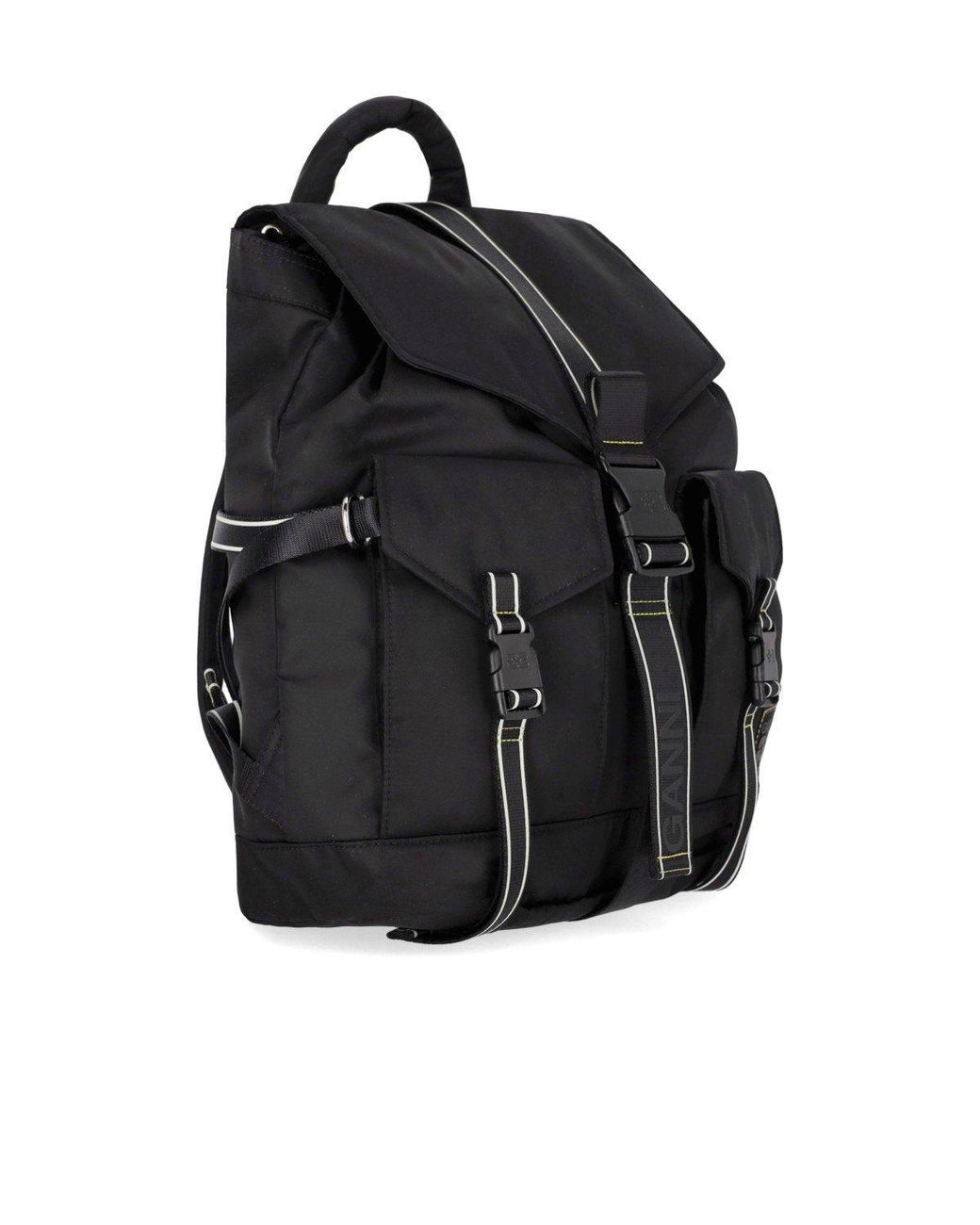 Ganni Black Re-Tech Nylon Backpack