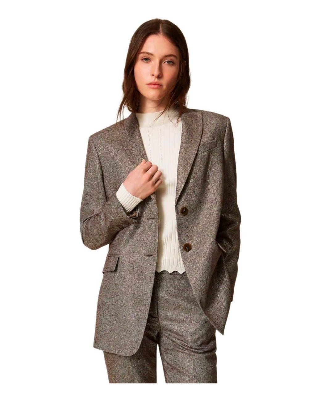 Twinset Green Single-Breasted Blazer