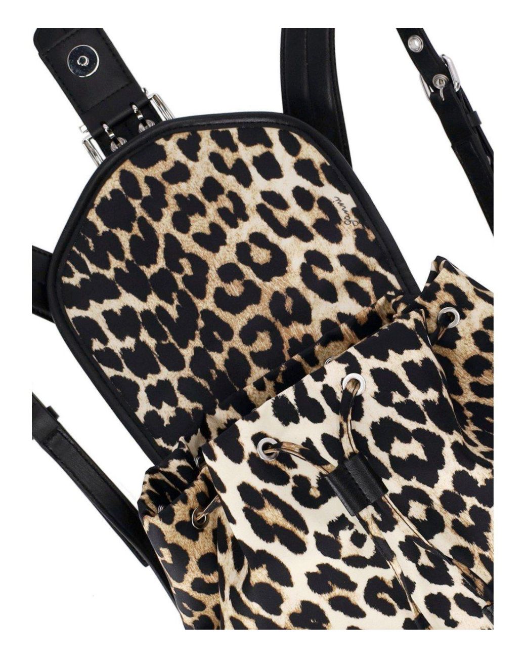 Ganni Black Bucky Animalier Small Backpack