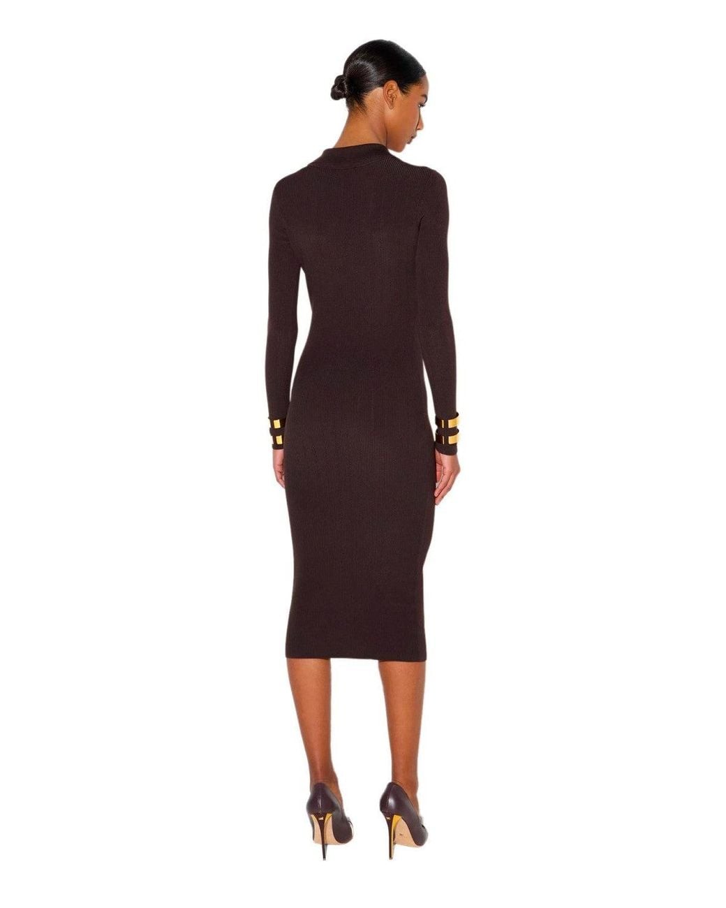 Elisabetta Franchi Brown Knit Midi Dress