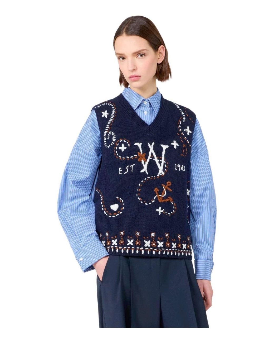Weekend by Maxmara Blue Waistcoat Cacao