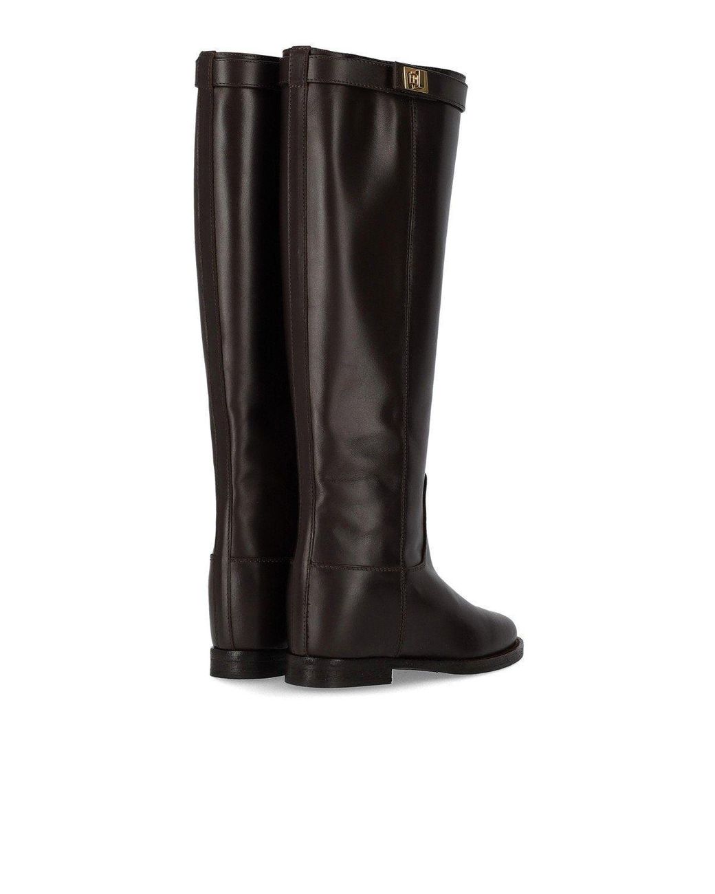 Via Roma 15 Black Santa Monica Dark High Boot With Padlock