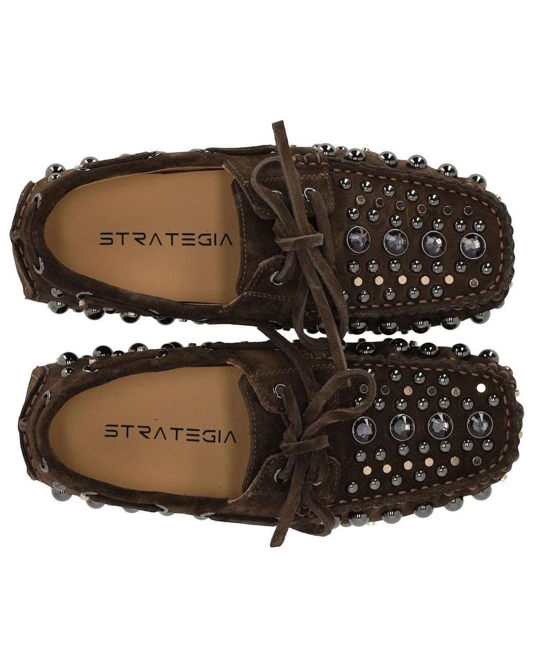 Strategia Brown Velour Studded Loafer