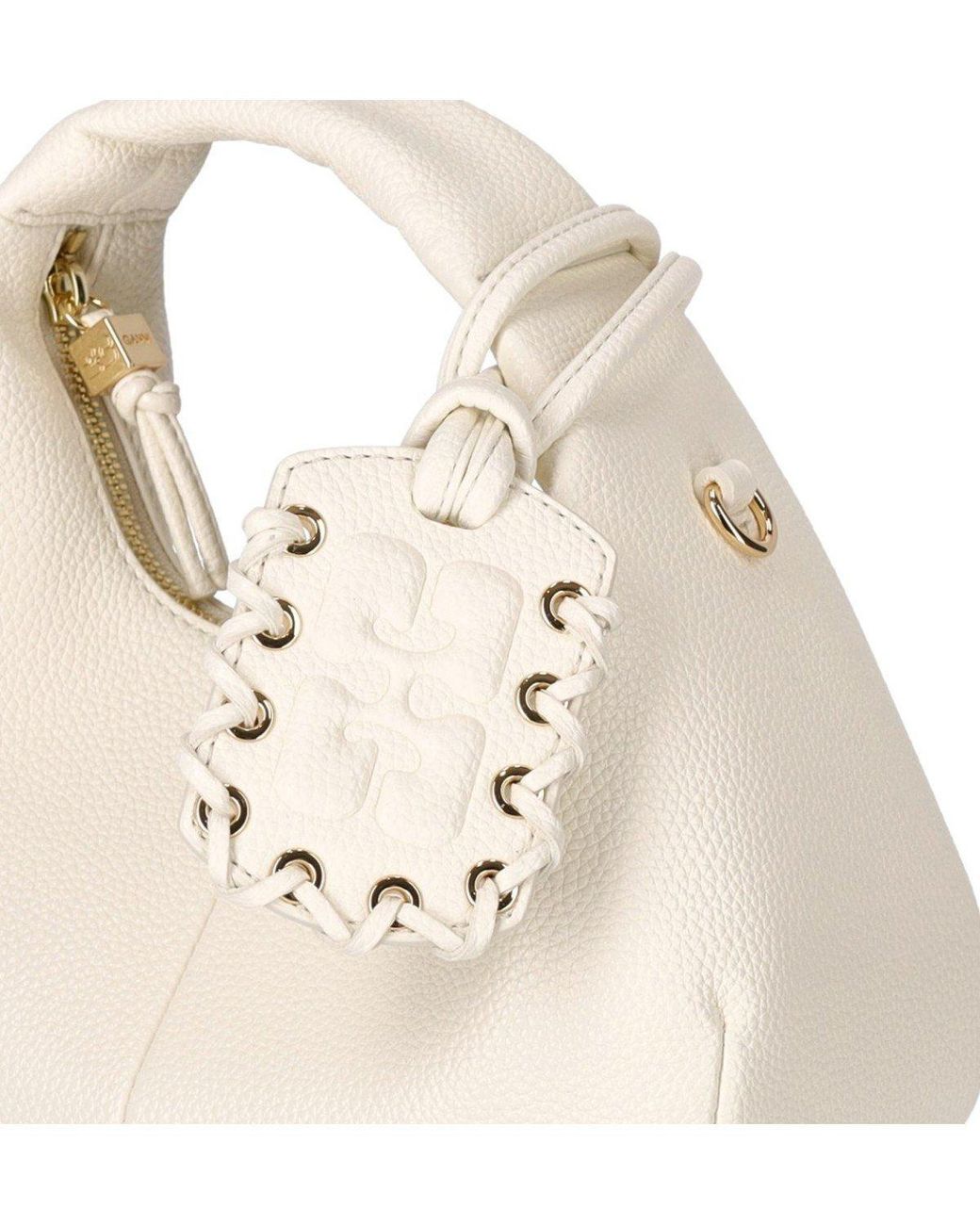 Ganni White Egret Mini Hobo Handbag