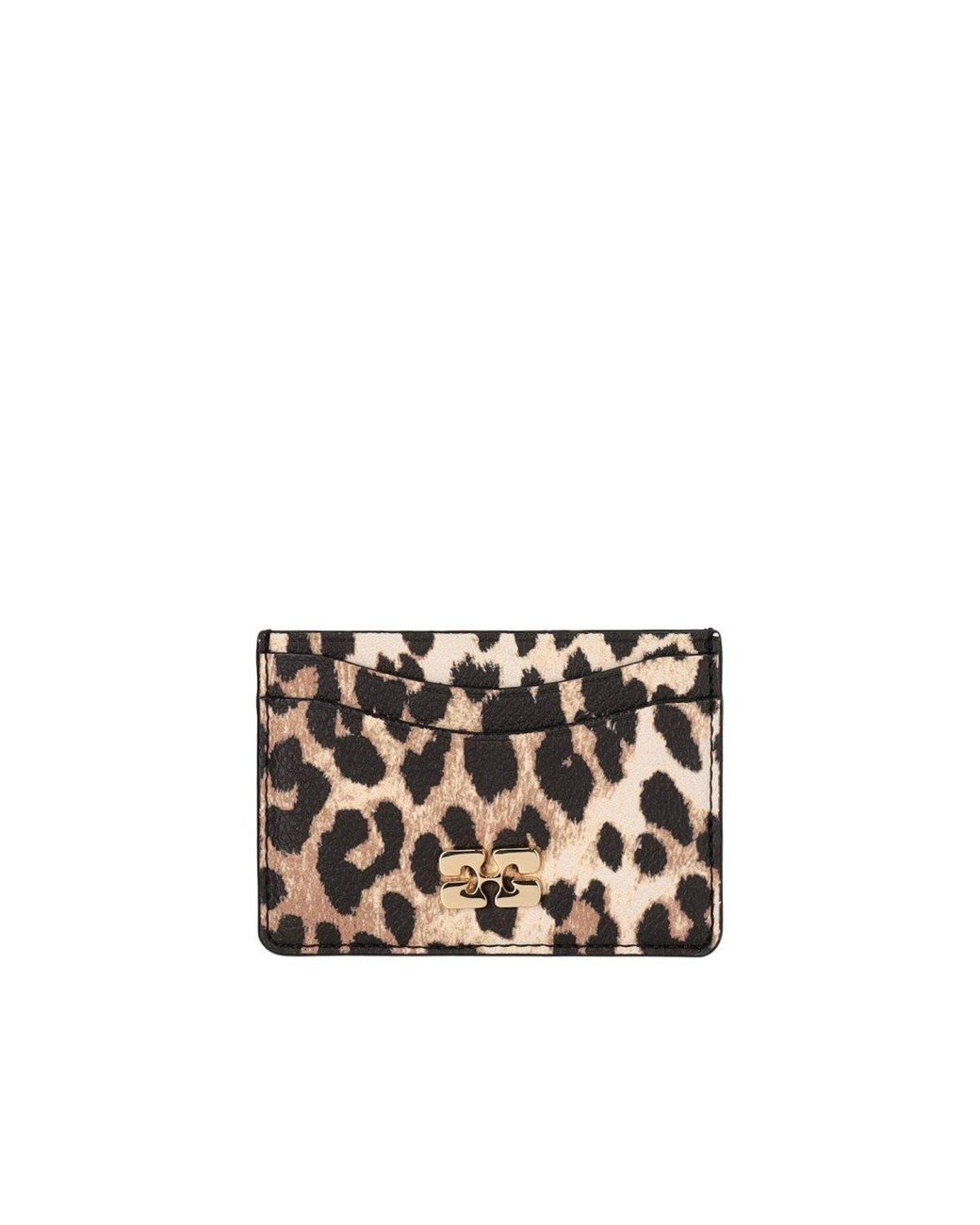 Ganni White Bou Leopard-Print Card Holder