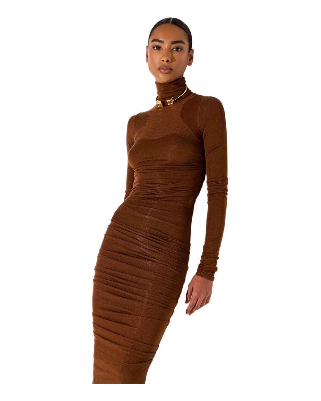 Elisabetta Franchi Brown Midi Dress