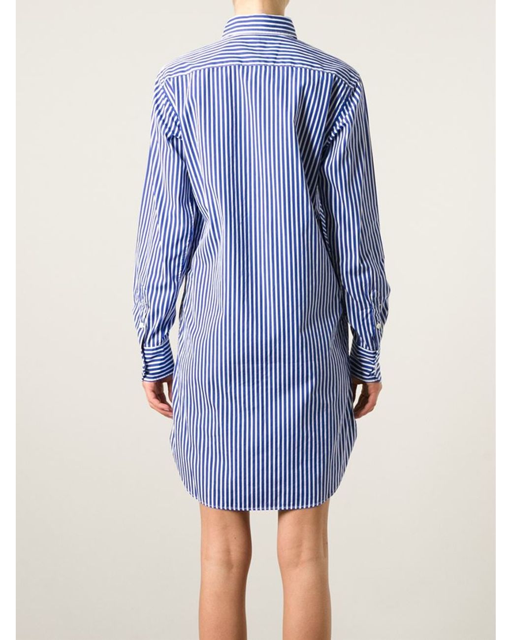 Polo Ralph Lauren Striped Shirt Dress in Blue | Lyst