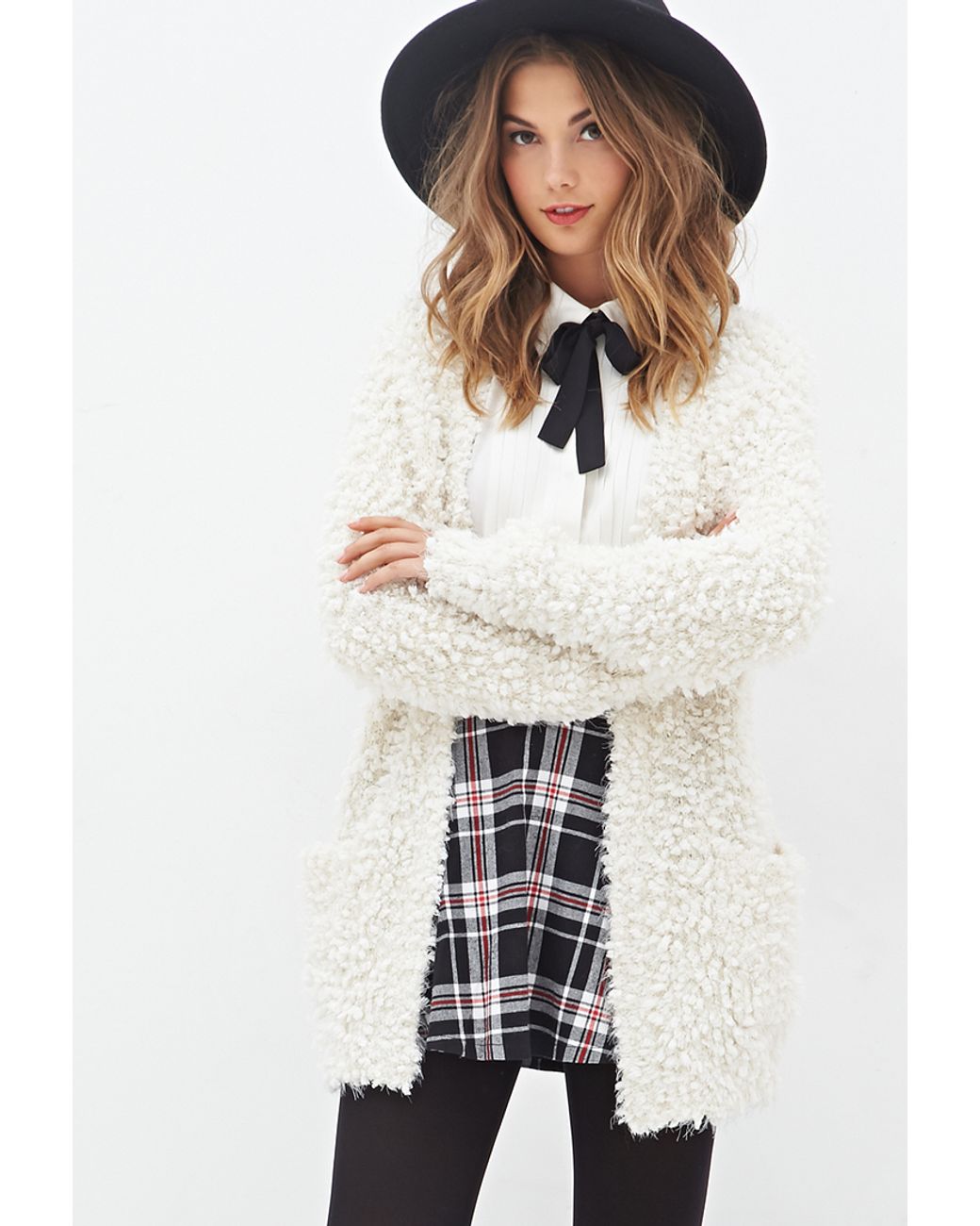 Forever 21 Fuzzy Popcorn Knit Cardigan 
