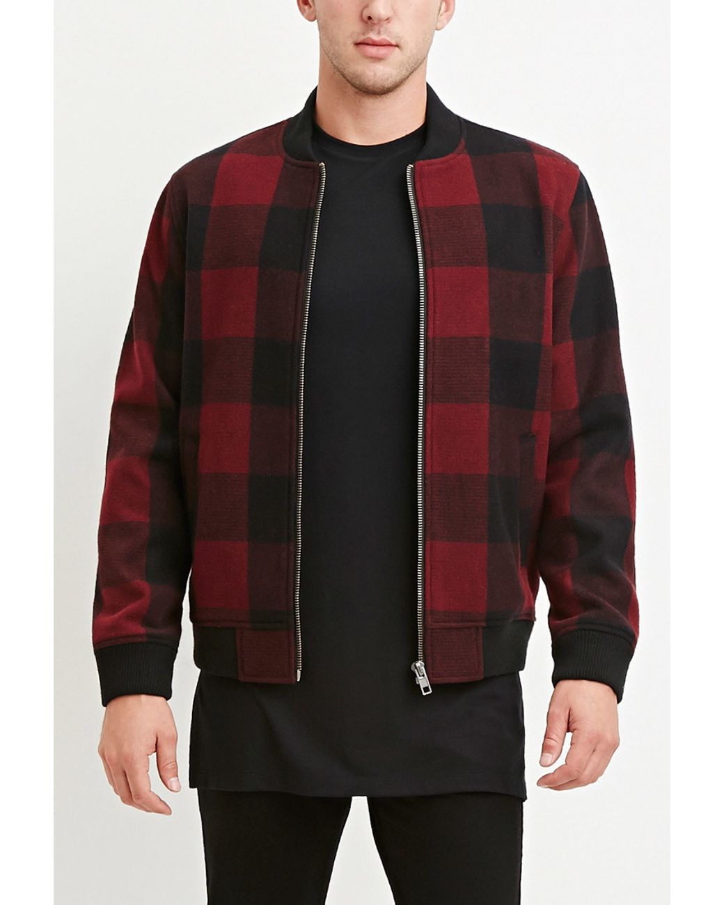 Buffalo Plaid Bomber Jacket 