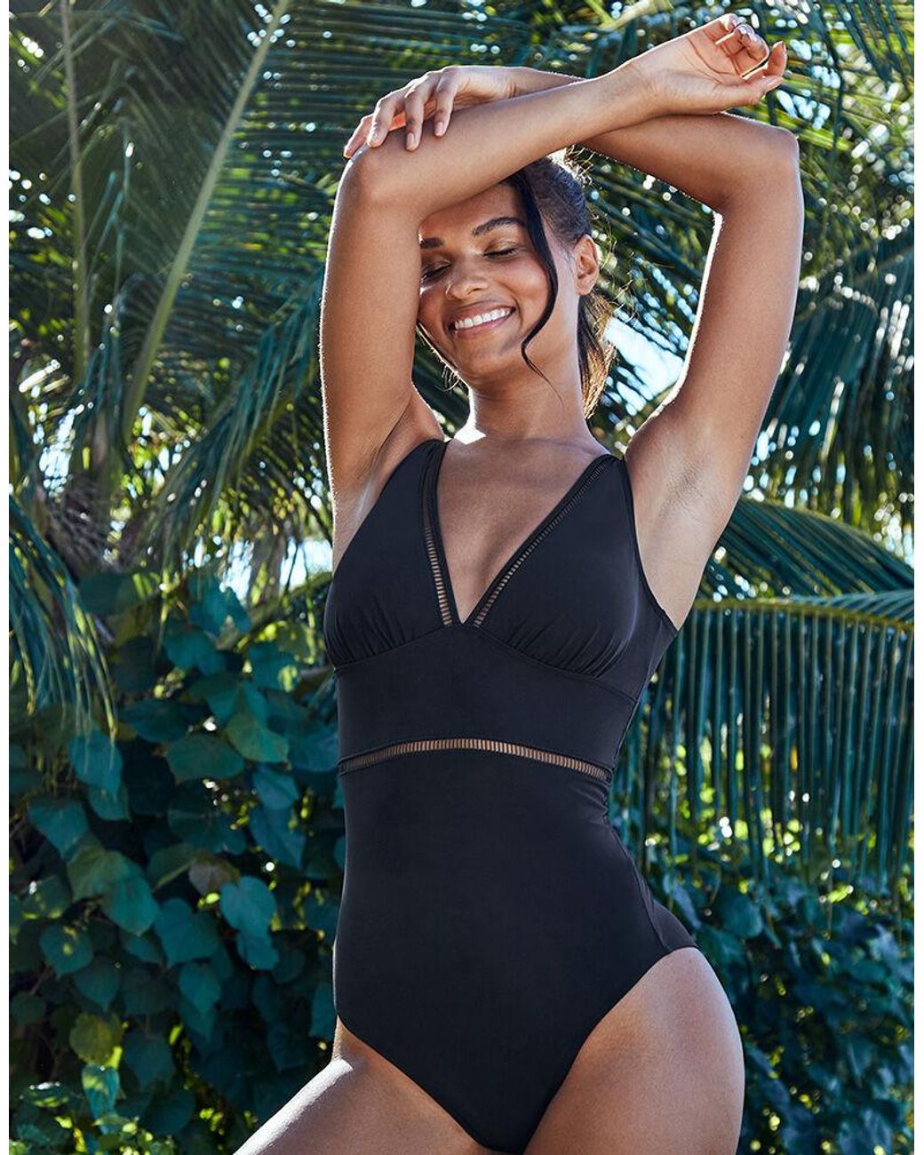 figleaves strapping halter shaping swimsuit