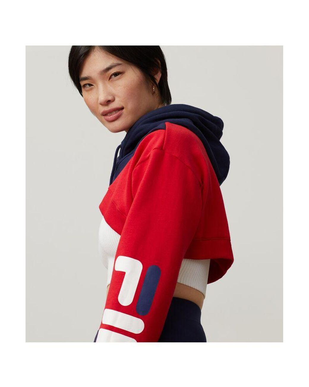 Fila Edie Crop Hoodie in Blue | Lyst