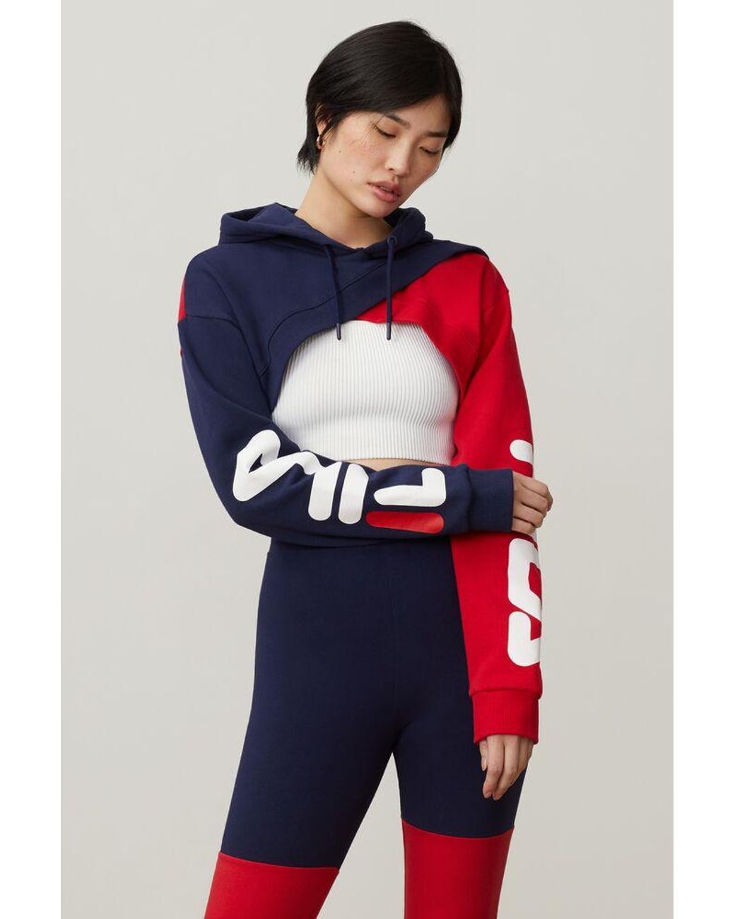 Fila Edie Crop Hoodie in Blue | Lyst