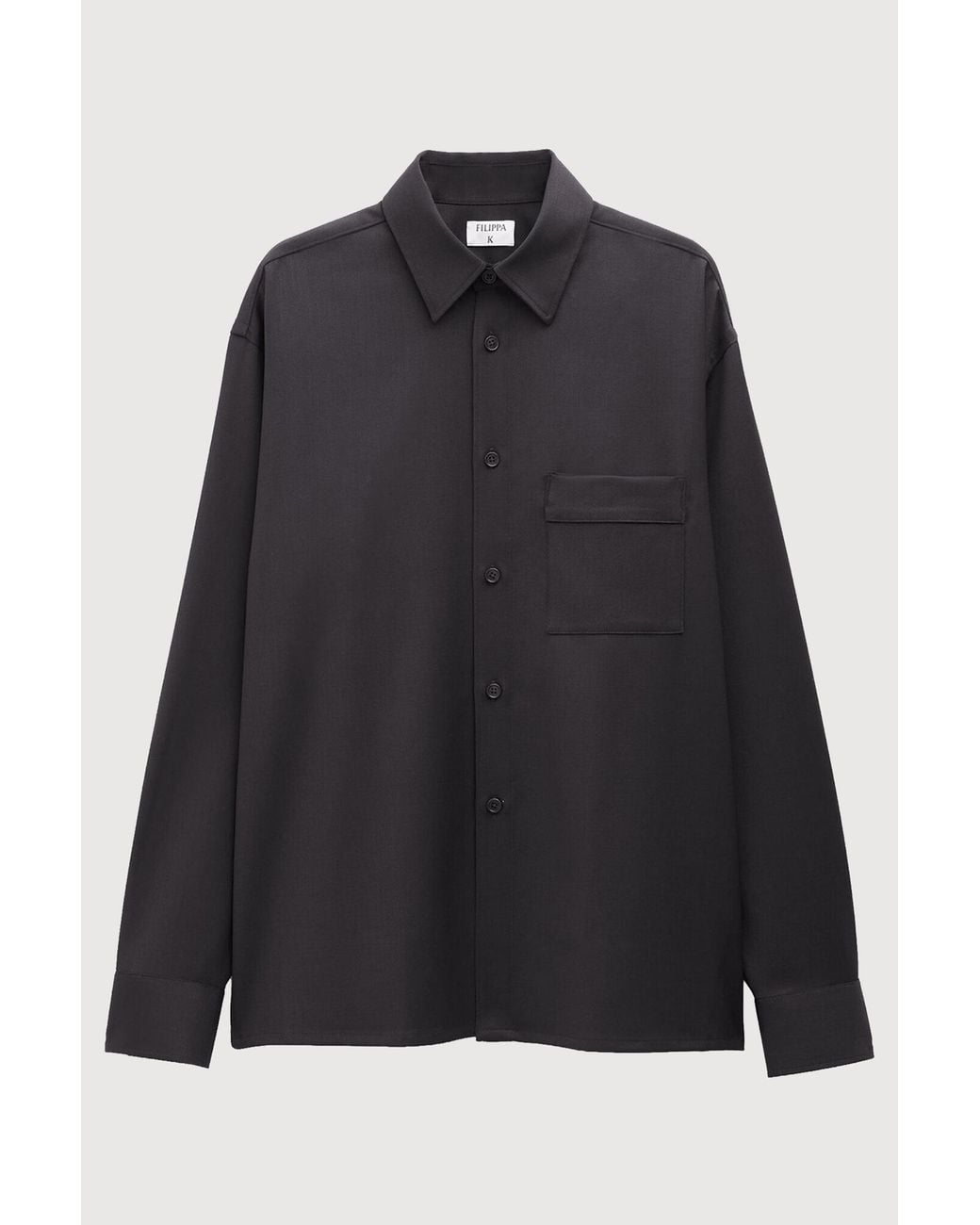 Filippa K Black Boxy Wool Twill Shirt for men
