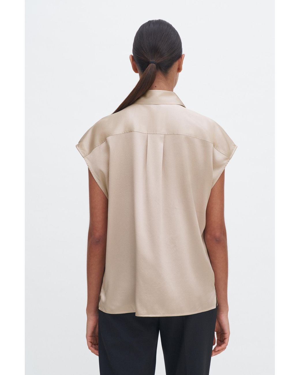 Filippa K Blue Cap Sleeve Silk Blouse