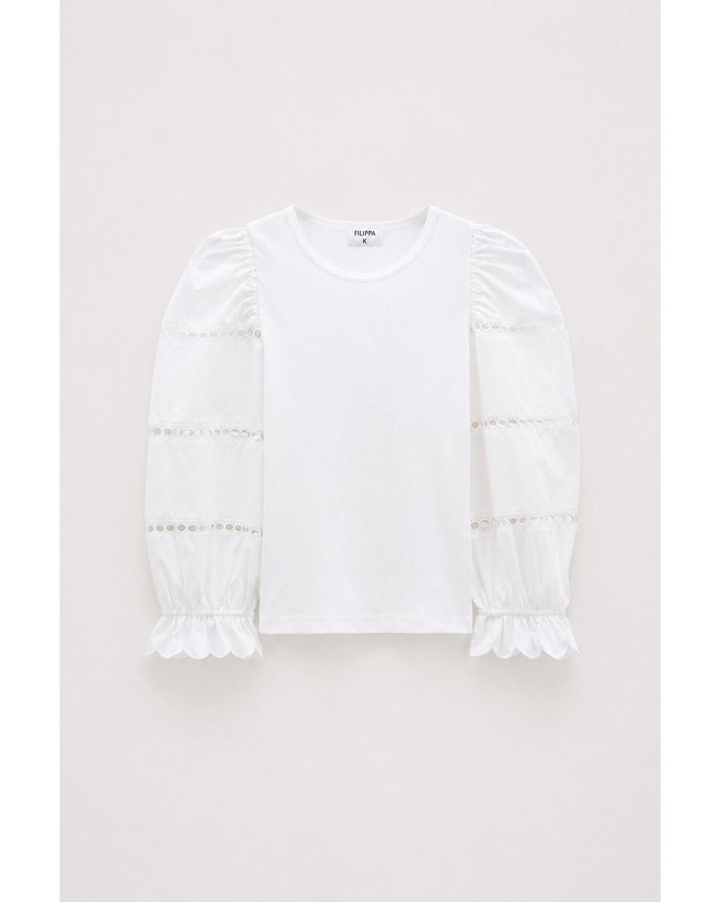Filippa K White Puff Sleeve Rib Top