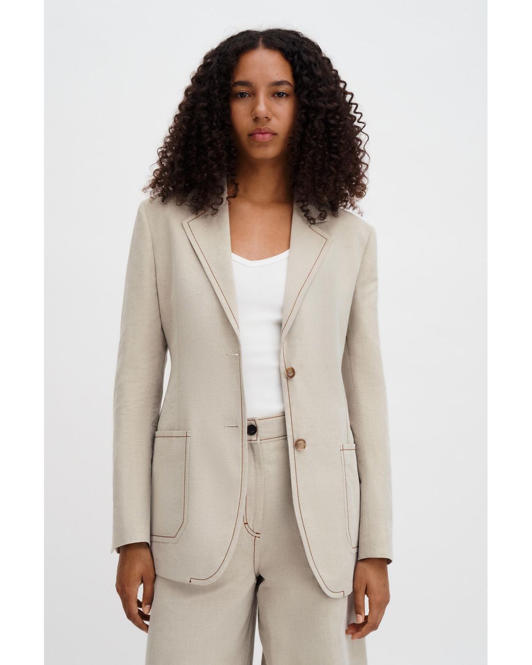 Filippa K Natural Brooke Linen Mariner Blazer
