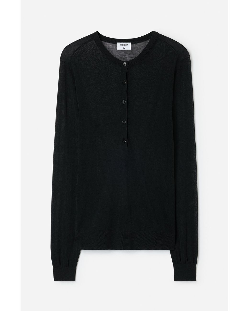 Filippa K Black Sheer Knit Henley